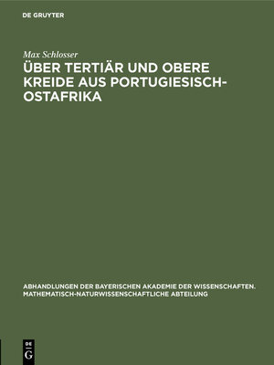 cover image of Über Tertiär und obere Kreide aus Portugiesisch-Ostafrika
